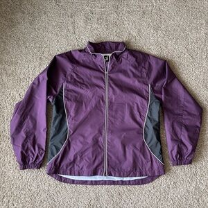 FootJoy Women's Large Windbreaker Lightweight‎ Purple Black White Preppy Golf